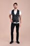 Men's Black Double Color Wool Knitwear Vest - 2