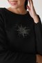 Women's Black Round Neck Italian Merino Wool Knitwear Sweater - 2