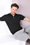 Black Polo Collar Zippered 100% Cotton Men's Knitwear T-shirt - 2