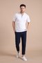 White Polo Collar Zippered 100% Cotton Men's Knitwear T-shirt - 4