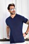 Cobalt Blue/black Eyelet Patterned Polo Collar 100% Cotton Men's Knitwear T-shirt - 3