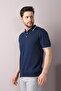 A.navy/white Collar Stripe Buttoned 100% Cotton Men's Knitwear T-shirt