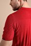 Red Polo Collar Zippered 100% Cotton Men's Knitwear T-shirt - 8