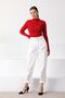 Women's Red Modern Collar Long Sleeve Knitwear Sweater - 4