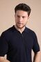 Navy Blue Polo Collar Zippered 100% Cotton Men's Knitwear T-shirt - 5