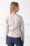 Women's Light Beige V-Neck Knitwear Sweater - 5