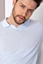A.blue/white Eyelet Patterned Polo Collar 100% Cotton Men's Knitwear T-shirt - 3