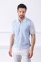 White/Blue Polo Collar Patterned 100% Cotton Men's Knitwear T-Shirt - 4