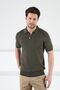 Khaki Zippered Polo Collar 100% Cotton Men's Knitwear T-shirt - 3