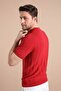 Red Polo Collar Zippered 100% Cotton Men's Knitwear T-shirt - 7