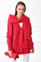 Women's Red Tasseled Scarf Beret Set
