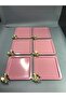 Luxury Stainless Steel Square 6-Piece Light Pink Coffee, Tea, Decorative Presentation Tray with Butterfly Accessories - 2