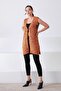 Women's Orange V-Neck Wool Knitwear Vest - 5