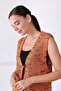 Women's Orange V-Neck Wool Knitwear Vest - 2
