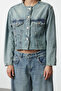Mavi Soluk Efekt Vintage Yaka Detaylı Crop Denim Ceket TWOAW25CE00004 - 4