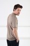 Beige Zippered Polo Collar 100% Cotton Men's Knitwear T-Shirt - 6