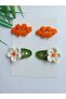 Handmade Colorful Assorted 100% Cotton 4-Piece Niche Snap button Hair Clip Set - 4
