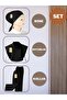 Black 3-Piece Set, Bonnet, Neck Collar, Sleeve - Throat Hijab Neck Collar & Elbow Top Double Sleeves & Bonnet