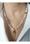 Natural Agate and Moon Stone Steel Leaf Pendant Necklace - 3