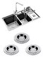 3-Piece Metal Kitchen Sink Strainer Stainless 3 Pieces Kitchen Sink 7 cm - 2