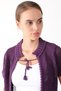 Women's Plum Round Neck Cotton Knitwear Cardigan - 2