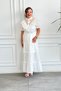 Dress with Eyelet Embroidery and Lace Detail on the Neckline and Self-Belted - 4