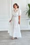 Dress with Eyelet Embroidery and Lace Detail on the Neckline and Self-Belted - 6