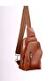 Unisex Tan Genuine Leather Crossbody Badybag Shoulder and Chest Bag (with USB Port) - 3