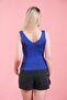 Women's Blue Battalone Regular Ladder Collar Strap Thin Knitwear Summer Blouse Athlete - 6