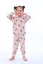 Pink Girl's Pajama Set with Floral Print - 3