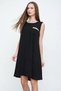 Women's Black Loose-Fitting A-Line Sleeveless Midi Dress / Short Sleeveless / Summer Dress 2887180 - 3