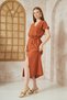 Tile Linen Loose Fit Summer Dress with Belt - Slit, Short Sleeve7003221300
