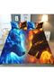 Special Production Single 3-Piece Satin & Cotton Blue Yellow White Wolf Bedding Set - 2