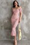 Daisy Patterned Slit Watermelon Sleeve Ruffled Summer Dress - 7