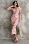 Daisy Patterned Slit Watermelon Sleeve Ruffled Summer Dress - 3