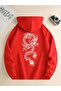 Unisex Dragon Printed Oversized Winter 3-Thread 100% Cotton Hooded Sweatshirt Hoodie