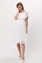Women's Maternity White Carmen Collar Chiffon Belted Dress 7000 - 5