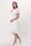 Women's Maternity White Carmen Collar Chiffon Belted Dress 7000 - 3