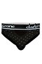 Men's Open Front Elastic Patterned Black Slip