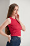 Women's Halter Neck Corded Fabric Cropped Blouse - 7