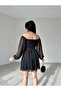 Black Chiffon Button Detailed Mini Dress - 3