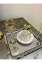 Set of 6 Steel Square Serving Trays with Butterfly Accessories, Suitable for Serving Tea, Coffee, and Cakes. - 4