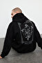 Siyah Oversize/Geniş Kesim Kapüşonlu Çiçek Baskılı İçi Polar/Sıcak Tutan Sweatshirt TMNAW24SW00100