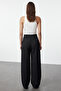 Black High Waist Wide Leg Striped Woven Pants Twoss22Pl0100 - 5