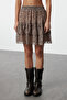 Dark Brown Lined Flounce Chiffon Leopard Print Mini Woven Skirt Twoaw21Et0410 - 4