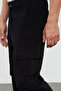 Siyah Kargo Cepli Baggy Kalıp %100 Pamuklu Gabardin Rahat Pantolon TMNSS24PL00021 - 5
