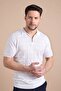 White Polo Collar Zippered 100% Cotton Men's Knitwear T-shirt - 5