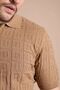 Camel Polo Collar Zippered 100% Cotton Men's Knitwear T-shirt - 4