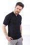 Navy Blue Polo Collar Zippered 100% Cotton Men's Knitwear T-shirt - 2