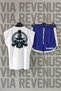 Gladiator Back Printed Sleeveless Crew Neck White Sport T-Shirt and Blue Sport Shorts Set